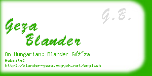 geza blander business card